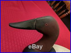 Canvasback Duck Decoy Signed Charles Bryan 1988 Solid Heavy Wood Hand Painted