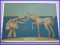 Capanni Carlo Painting Vintage Abstract Cubist Nude Horse Modernism Italian