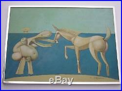 Capanni Carlo Painting Vintage Abstract Cubist Nude Horse Modernism Italian