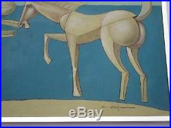 Capanni Carlo Painting Vintage Abstract Cubist Nude Horse Modernism Italian
