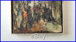 Carlyle Browning Vintage American Cityscape Street Figures Chunky Oil Painting