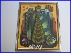 Cendros Mystery Artist Painting Abstract Cubist Cubism Modernism Vintage Signed