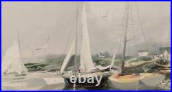 Charles Gruppe Studio Painting Sailboat Seascape Signed APPROX 55X 40 Vtg