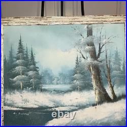 Charles Summey Oil On Canvas Winter Landscape Original Signed Painting Frame Vtg