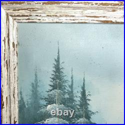 Charles Summey Oil On Canvas Winter Landscape Original Signed Painting Frame Vtg