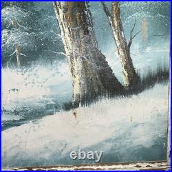 Charles Summey Oil On Canvas Winter Landscape Original Signed Painting Frame Vtg