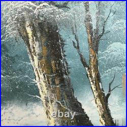 Charles Summey Oil On Canvas Winter Landscape Original Signed Painting Frame Vtg