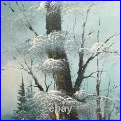 Charles Summey Oil On Canvas Winter Landscape Original Signed Painting Frame Vtg