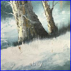 Charles Summey Oil On Canvas Winter Landscape Original Signed Painting Frame Vtg