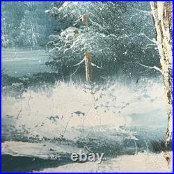 Charles Summey Oil On Canvas Winter Landscape Original Signed Painting Frame Vtg