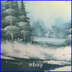 Charles Summey Oil On Canvas Winter Landscape Original Signed Painting Frame Vtg
