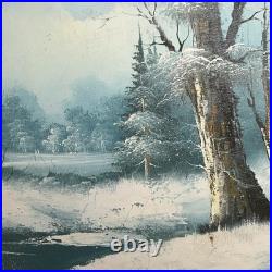 Charles Summey Oil On Canvas Winter Landscape Original Signed Painting Frame Vtg