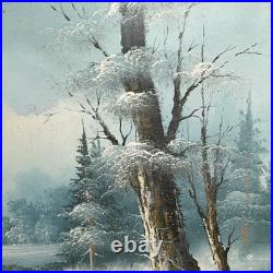 Charles Summey Oil On Canvas Winter Landscape Original Signed Painting Frame Vtg