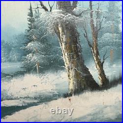 Charles Summey Oil On Canvas Winter Landscape Original Signed Painting Frame Vtg