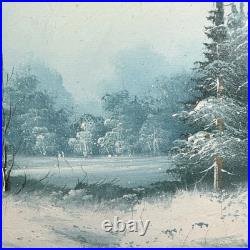 Charles Summey Oil On Canvas Winter Landscape Original Signed Painting Frame Vtg