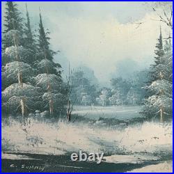 Charles Summey Oil On Canvas Winter Landscape Original Signed Painting Frame Vtg