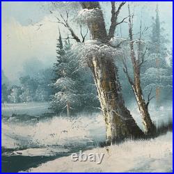 Charles Summey Oil On Canvas Winter Landscape Original Signed Painting Frame Vtg