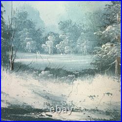 Charles Summey Oil On Canvas Winter Landscape Original Signed Painting Frame Vtg