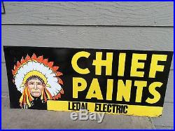 Chief Paints Vintage & Original Double-sided Advertising Sign Native American