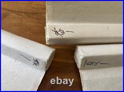 Chinese Antique Silk Scrolls Landscape Ink Paintings Set Of 3 4' Long Signed