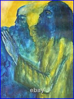 Christopher Gonzalez Jamaican Artist Watercolor/Acrylic Painting Signed 1979 Vtg