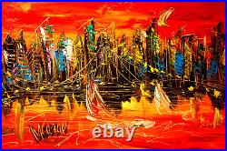 Cityscape? ORIGINAL OIL? PAINTING? VINTAGE? IMPRESSIONIST? SIGNED ABSTRACT
