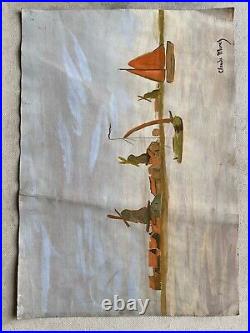 Claude Monet Painting on paper (Handmade) signed and stamped mixed media vtg