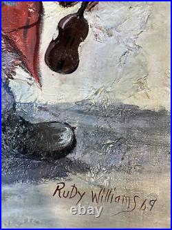 Clown Original Oil Painting Impasto Signed Rudy Williams 1969 Vintage 30 X 24