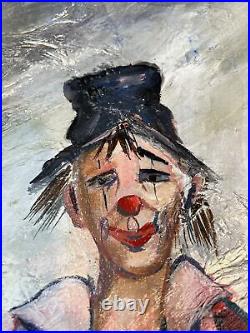 Clown Original Oil Painting Impasto Signed Rudy Williams 1969 Vintage 30 X 24