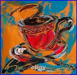 Coffe Time. Oil? Painting? Vintage? Impressionist? Art Realism Signed Abstract