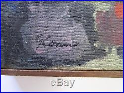 Conn Signed 1950's MID Century Expressionist Painting Vtg Nstill Life Abstract