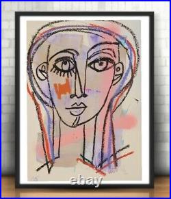 Corbellic Abstract Portrait 12x9 Expressionism Vintage Toy Original Contemporary