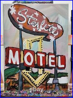 Corbellic American 12x16 Vintage Southwest Motel Impressionism Canvas Art Decor