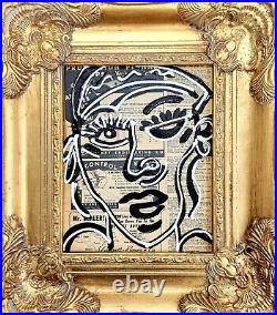 Corbellic Expressionism 12x9 Famous Framed Golden Vintage Cubism Portait Art