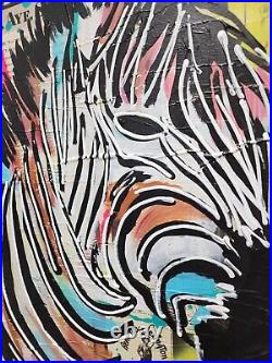 Corbellic Expressionism 16x20 Abstract Zibra Zoo Large Canvas Vintage Pop Art