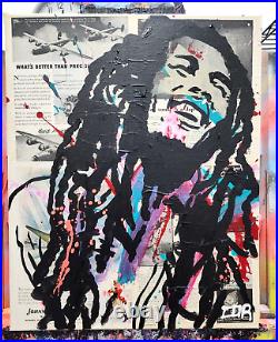 Corbellic Expressionism 16x20 Bob Marley Jamaica Music Large Canvas Vintage Art