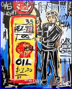 Corbellic Expressionism 16x20 Vintage Gas Station Abstract Large Canvas Pop Art