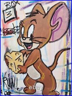Corbellic Impressionism 12x16 Tom Jerry Cheese Collectible Canvas Vintage Art Nr