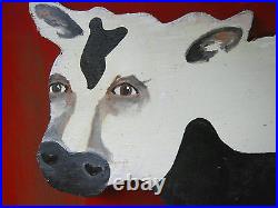 Country Home Plant Dairy Milk Cow Wood Art Sign Painting Farm Ice Cream Garden