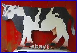 Country Home Plant Dairy Milk Cow Wood Art Sign Painting Farm Ice Cream Garden