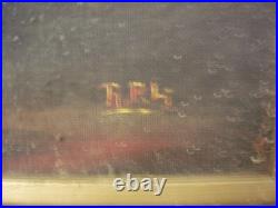 Cowboy at Sunset Western Art Painting Signed R. P. L. VTG Framed Canvas Board