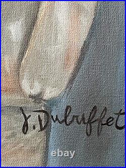 DUBUFFET handmade oil on canvas, signed, (Unframed) 50x70 cm vtg art