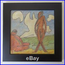 D GRANT VINTAGE 1940's MODERNIST NUDES LANDSCAPE CUBISM WPA ERA PAINTING SIGNED