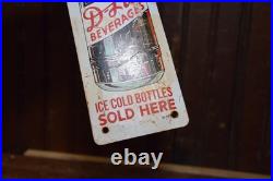 D-LITE BEVERAGES ICE COLD BOTTLE STAMPED PAINTED METAL DEALER SIGN 1950s VINTAGE