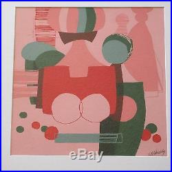 D'ambly Vintage Abstract Modernist Painting MID Century Pop Art Geometric Signed