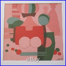 D'ambly Vintage Abstract Modernist Painting MID Century Pop Art Geometric Signed