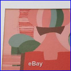 D'ambly Vintage Abstract Modernist Painting MID Century Pop Art Geometric Signed