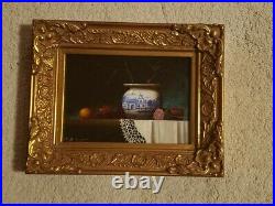 David Berger Oil Painting Still Life Framed Listed Artist Signed 9.5x7.5 VTG