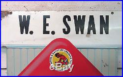 Devoe Paint Vintage Sign Double Sided Metal Enamel 30x36 WE Swan Indian