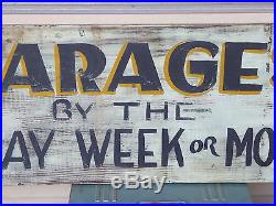 EARLY 1900s RARE OLD PAINT ORIGINAL GARAGES RENT WOOD TRADE SIGN VINTAGE ANTIQUE